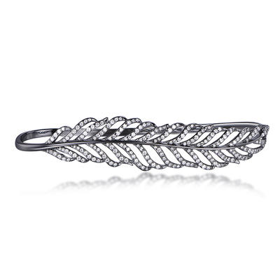 925 Sterling silver feather pave zirconium black gold bracelet factory price