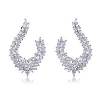 Factory Custom Quality Feather - Shaped Shiny Cubic Zircon Earrings
