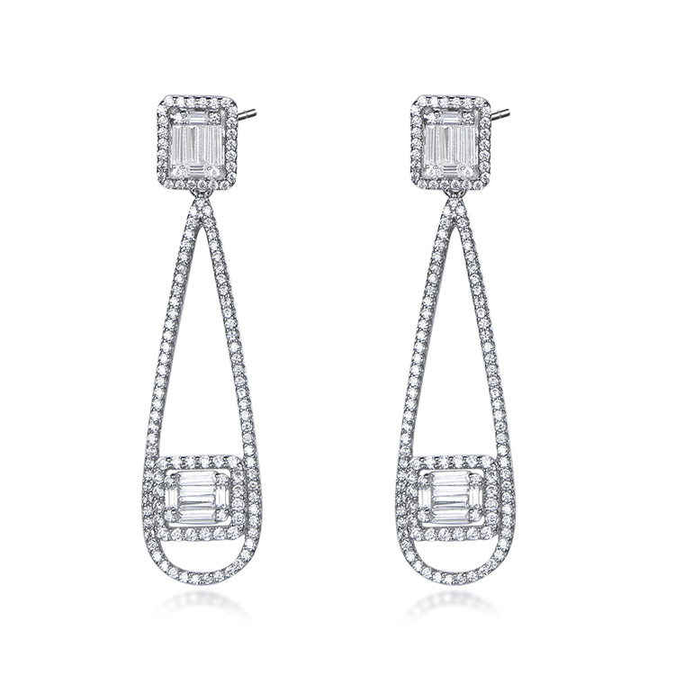 Delicate Temperament S925 Sterling Silver Earrings Rhodium Plated European And American Silver Earrings