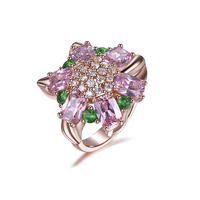 The Factory Offers Fashionable And Noble Flower Shaped Zircon Silver Rings At A Preferential Price