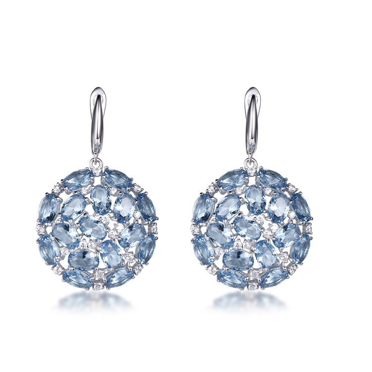 Manufacturer of high quality fashionable blue crystal round earrings