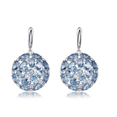 Manufacturer of high quality fashionable blue crystal round earrings